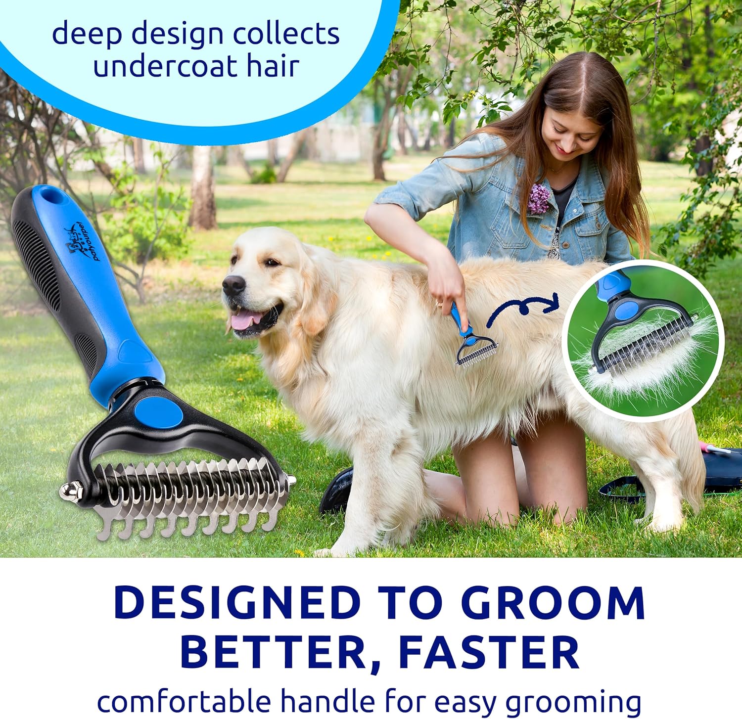 Pethod Deshedding Grooming Glove for Dogs & Cats – Gentle Hair Removal & Bathing Brush for Long & Short Fur