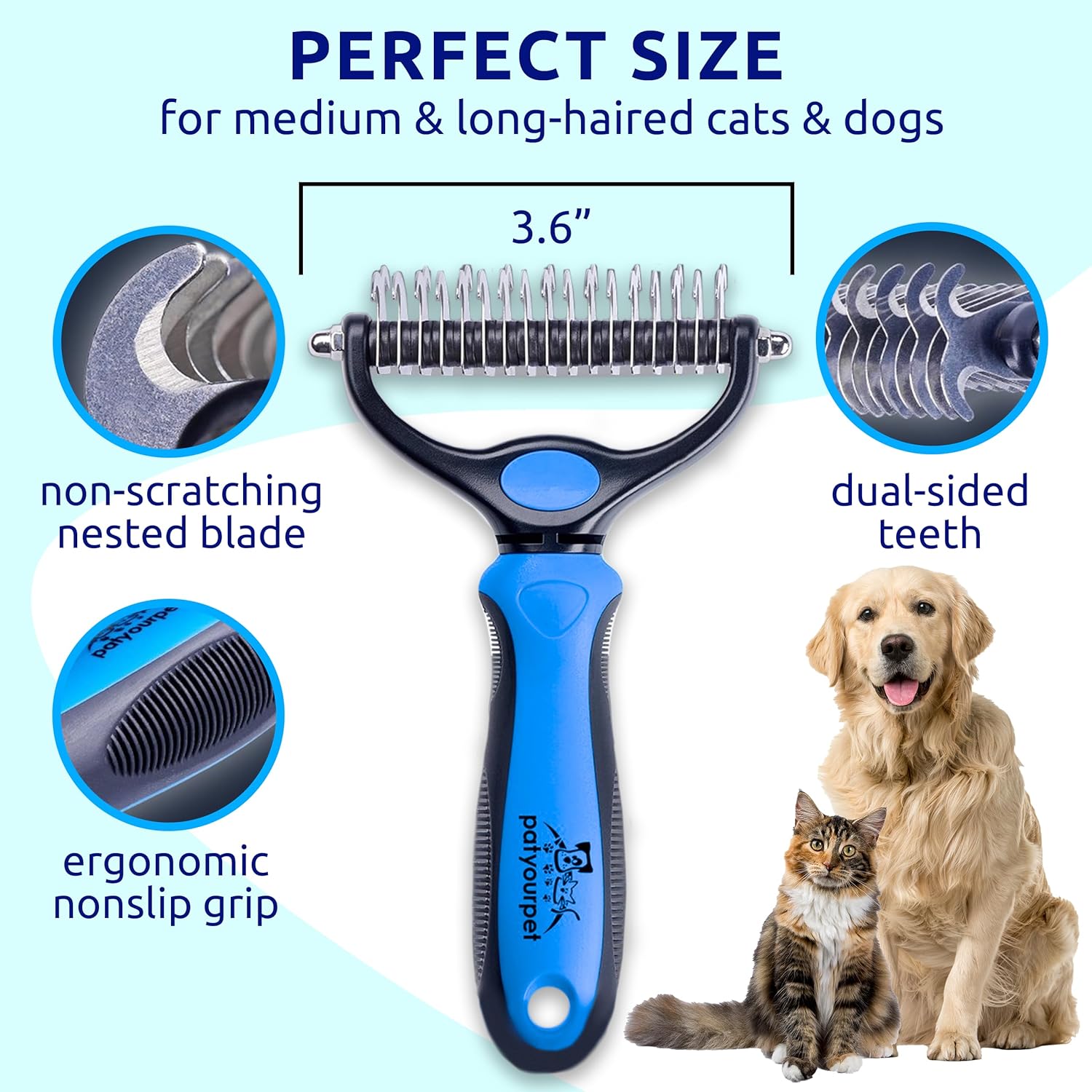 Pethod Deshedding Grooming Glove for Dogs & Cats – Gentle Hair Removal & Bathing Brush for Long & Short Fur