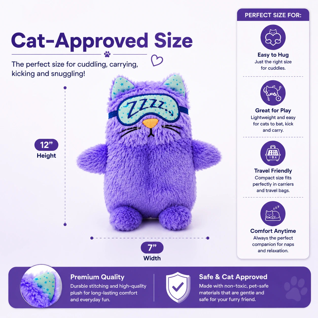 Touch-Activated Purring Plush Kitty Toy for Cats & Kittens – Soft Comfort Pillow with Realistic Purring Sound